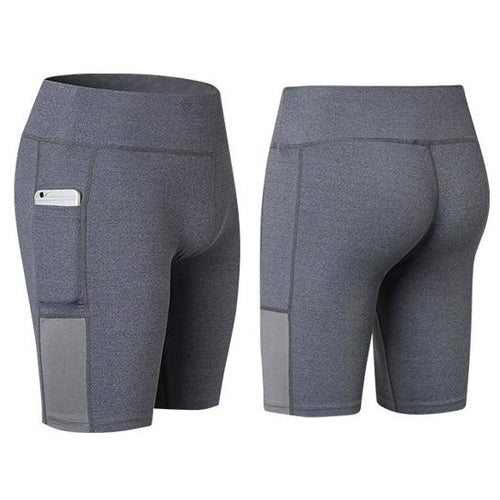 Short Yoga Haute Taille avec Poche Téléphone - Anti-Transpiration