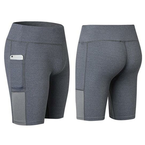 Short Yoga Haute Taille avec Poche Téléphone - Anti-Transpiration