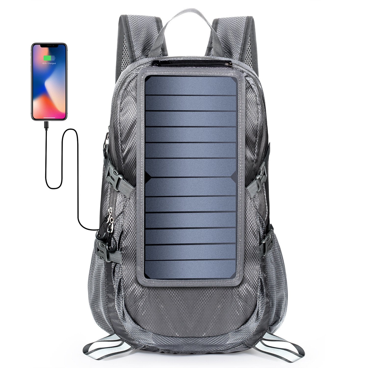 Foldable Solar Hiking Backpack with 5V Power Supply
