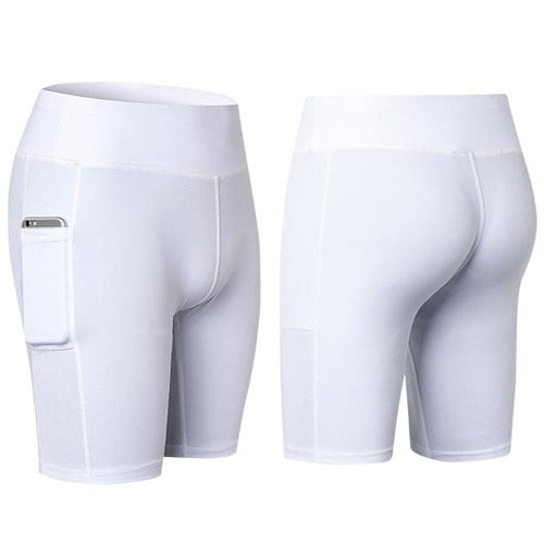 Short Yoga Haute Taille avec Poche Téléphone - Anti-Transpiration