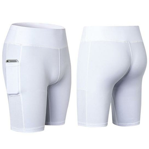 Short Yoga Haute Taille avec Poche Téléphone - Anti-Transpiration