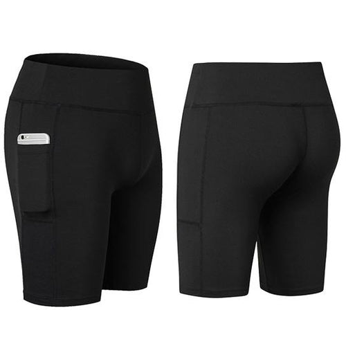 Short Yoga Haute Taille avec Poche Téléphone - Anti-Transpiration