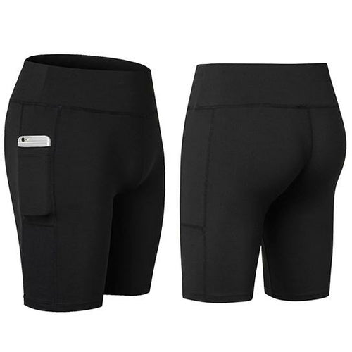 Short Yoga Haute Taille avec Poche Téléphone - Anti-Transpiration