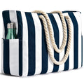 Sac de Plage Becokan pour Femmes, Sac de Piscine Étanche et Anti-sable, Grand Sac de Plage avec Fermeture Éclair et Motif Rayé