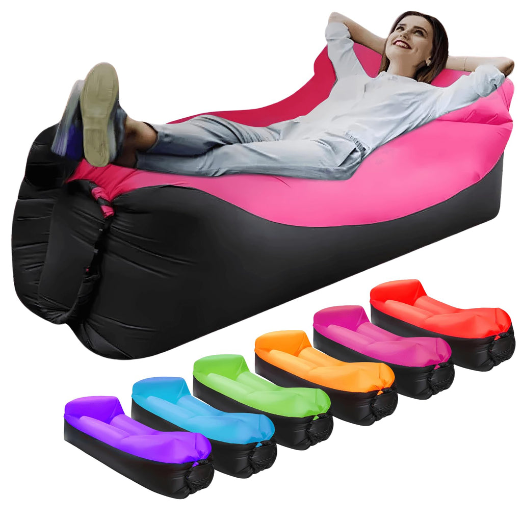 LONGJIN Canapé Gonflable, Hamac Aérien, Couchage Gonflable pour Camping, Idéal comme Fauteuil de Plage, Étanche et Anti-Fuite d'Air, Canapé Pochette, Siège Aérien pour l'Extérieur, Plage, Randonnée (Rose)