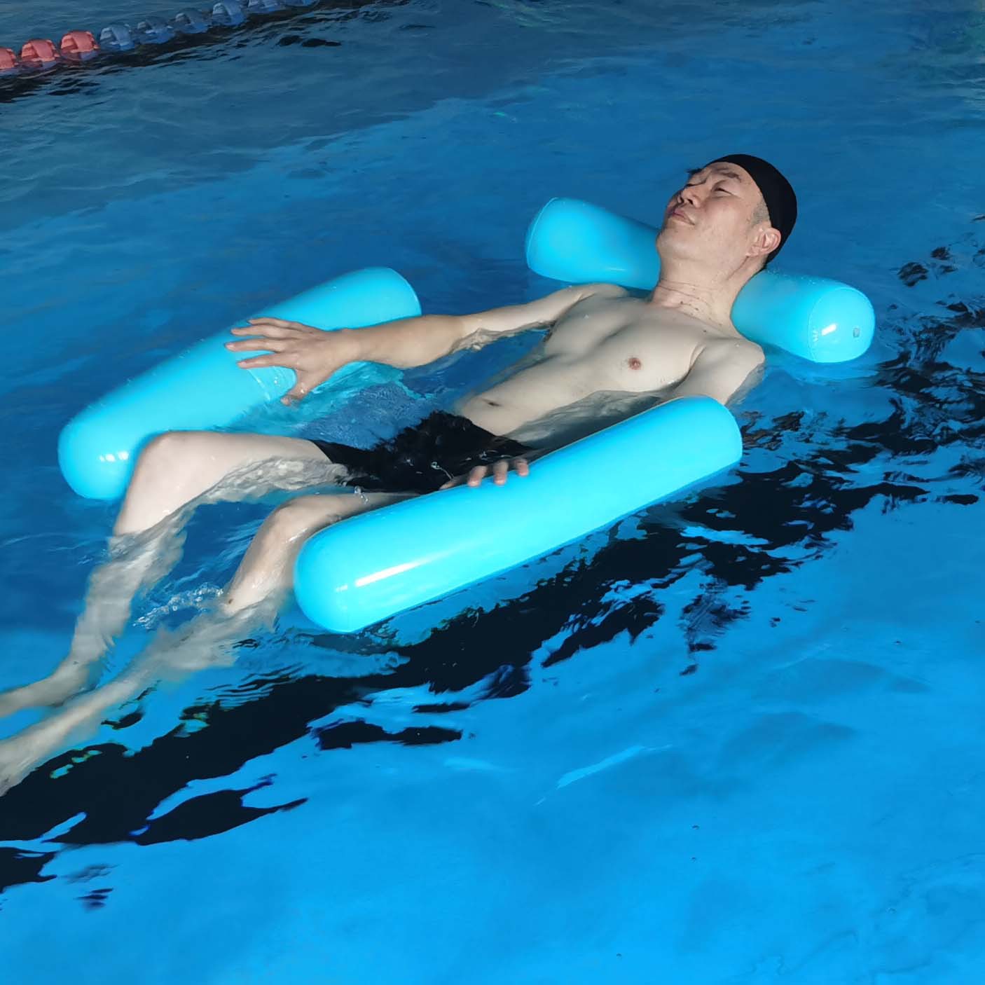 Inflatable Stripe Lounge Float with Three Tubes