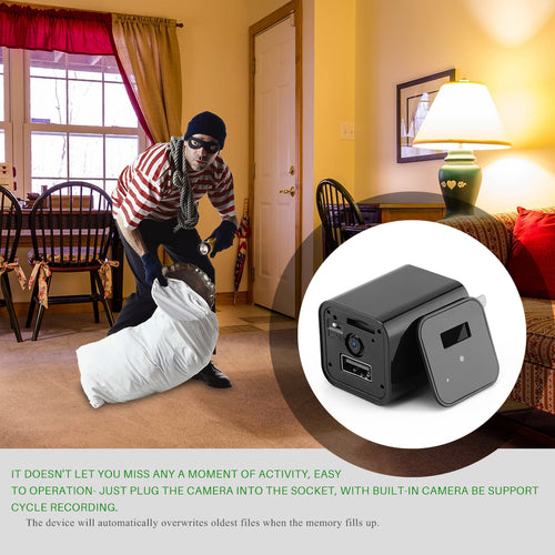 Malinex Caméra Espion Chargeur USB 1080P - Détection Mouvement + Enregistrement Boucle