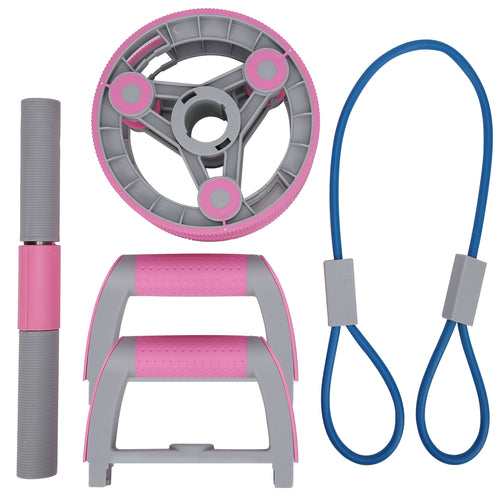 Roue Abdominale 3-en-1 + Élastiques - Abdos + Pompes + Bras