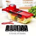 Mandoline de Cuisine 6 Lames Inox - Coupe Légumes Express + Bac