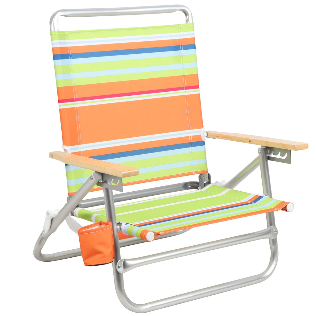 Chaise de Plage PORTAL 4 Positions, Chaises de Plage Pliantes avec Sangles de Sac à Dos Légères pour Adultes, Supportent jusqu'à 225 lbs Vert