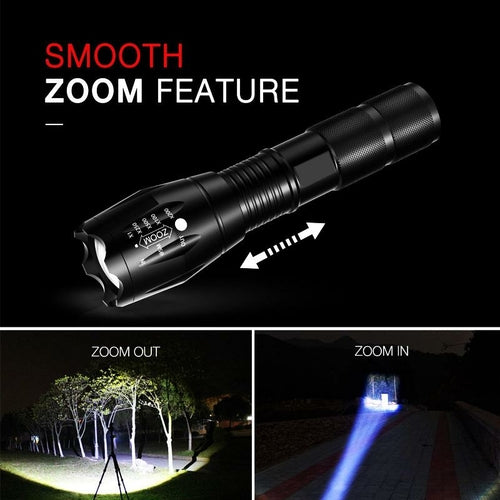 Malinex Lampe Tactique T6 Zoom 5 Modes - Batterie 18650 Incluse